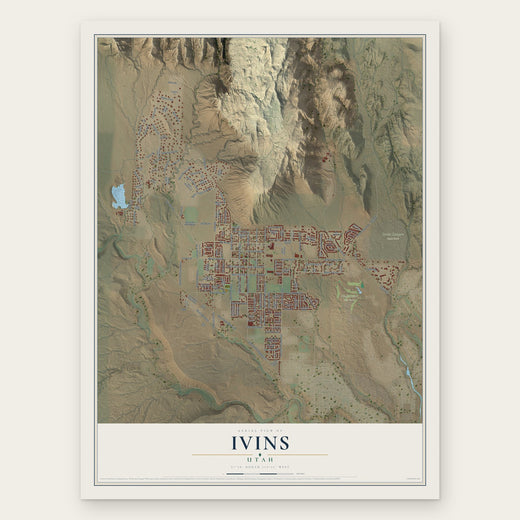 Ivins, Utah map print, the full design