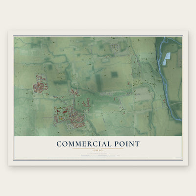 Commercial Point, Ohio map print, the full design