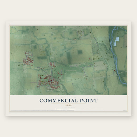 Commercial Point, Ohio map print, the full design