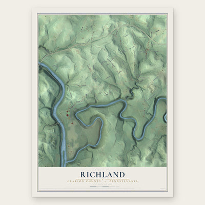 Richland, Clarion County, Pennsylvania map print, the full design