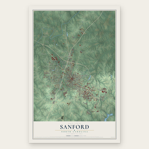 Sanford, North Carolina map print, the full design