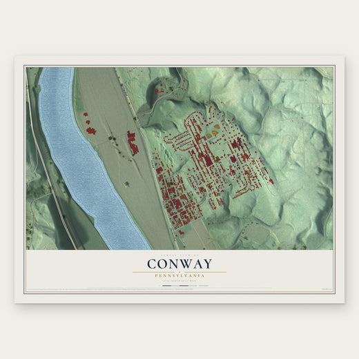 Conway, Pennsylvania map print, the full design