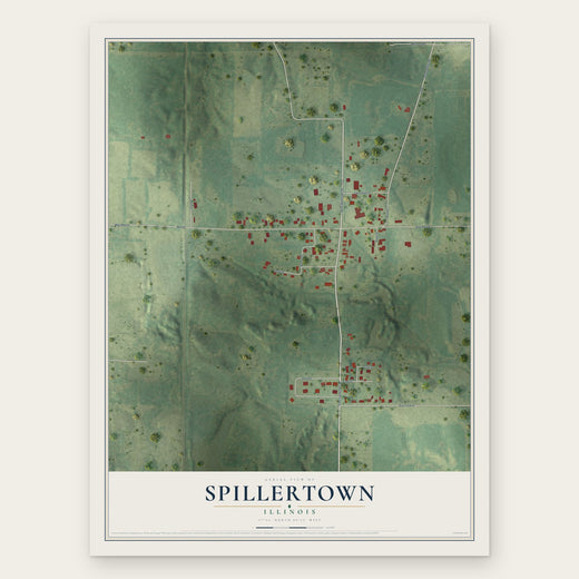 Spillertown, Illinois map print, the full design