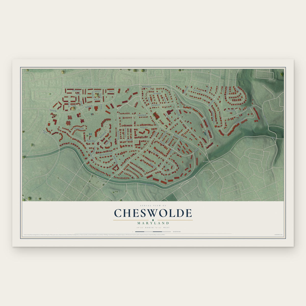 Cheswolde, Maryland map print, the full design