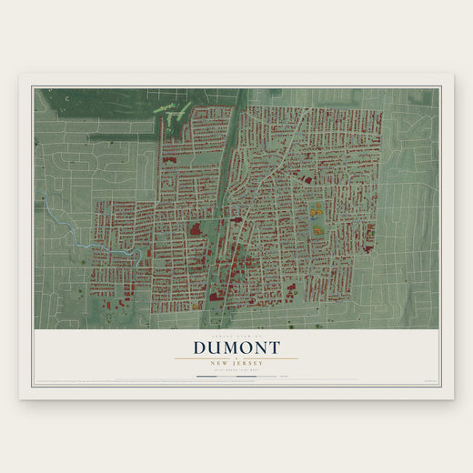 Dumont, New Jersey map print, the full design