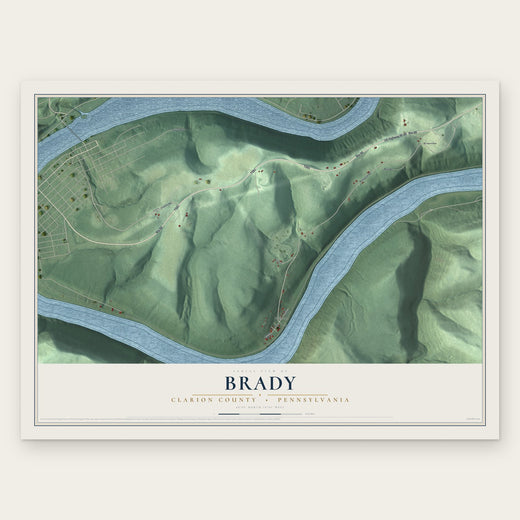 Brady, Clarion County, Pennsylvania map print, the full design