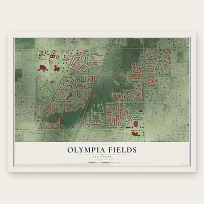 Olympia Fields, Illinois map print, the full design
