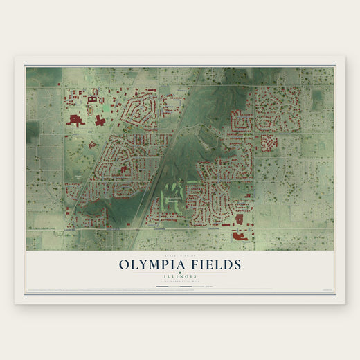 Olympia Fields, Illinois map print, the full design
