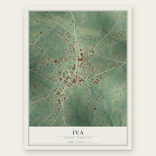 Iva, South Carolina map print, the full design