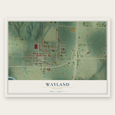 Wayland, Missouri map print, the full design