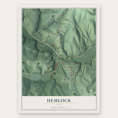 Hemlock, Ohio map print, the full design