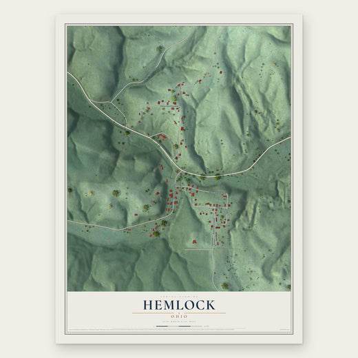 Hemlock, Ohio map print, the full design