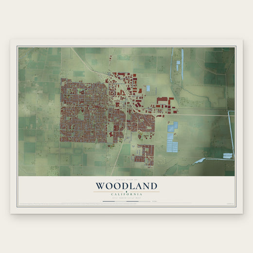 Woodland, California map print, the full design