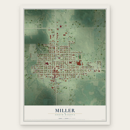 Miller, South Dakota map print, the full design