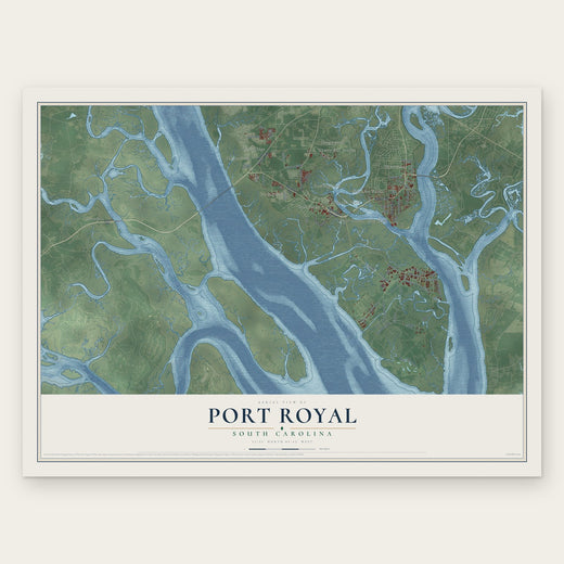 Port Royal, South Carolina map print, the full design