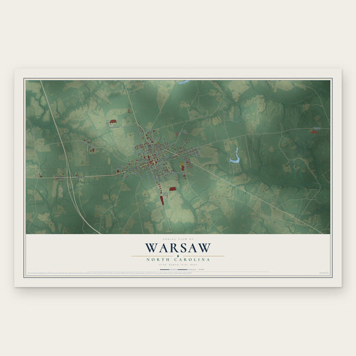Warsaw, North Carolina map print, the full design