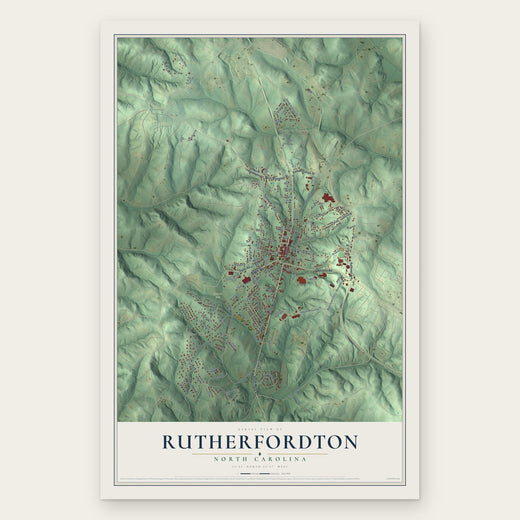 Rutherfordton, North Carolina map print, the full design