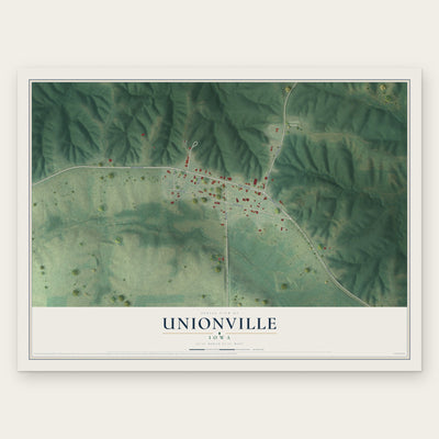 Unionville, Iowa map print, the full design