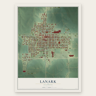 Lanark, Illinois map print, the full design