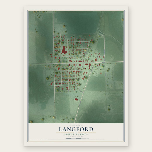 Langford, South Dakota map print, the full design