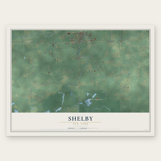 Shelby, New York map print, the full design
