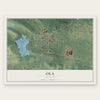 Ola, Arkansas map print, the full design