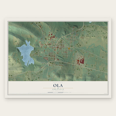 Ola, Arkansas map print, the full design