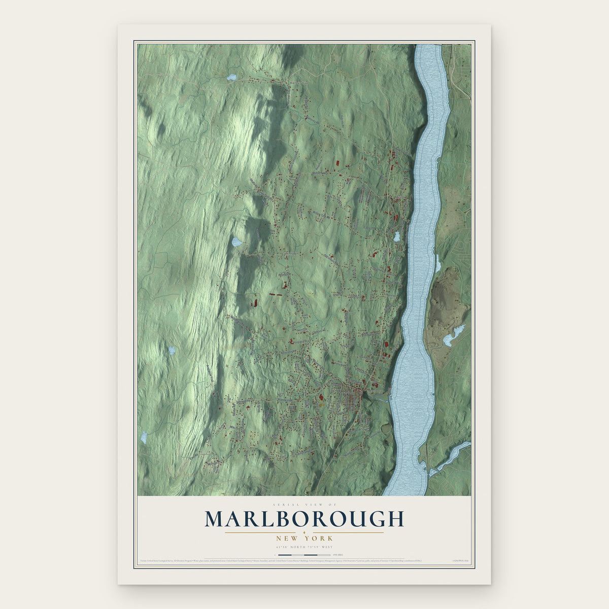 Marlborough, New York map print, the full design
