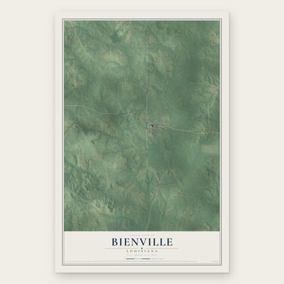 Bienville, Louisiana map print, the full design