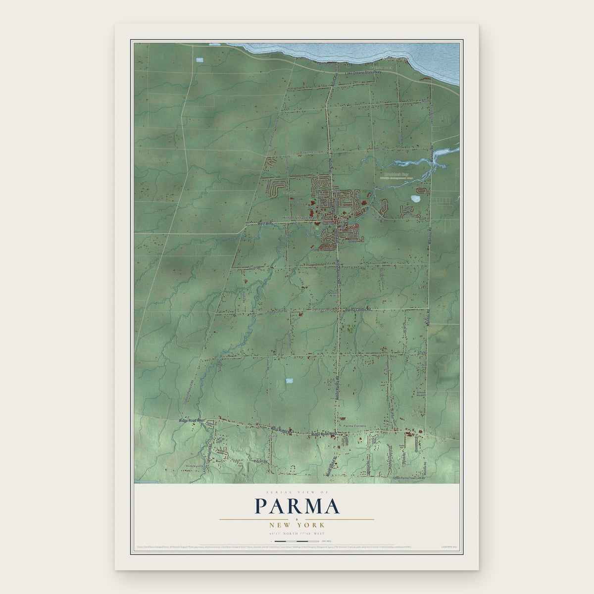 Parma, New York map print, the full design