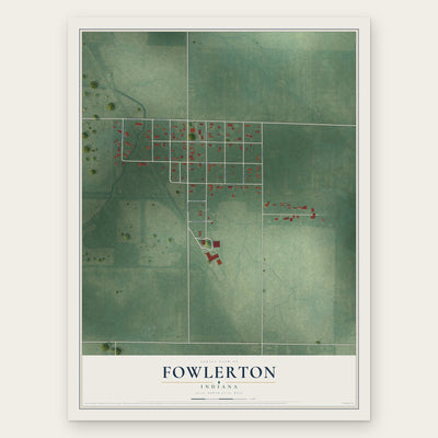 Fowlerton, Indiana map print, the full design