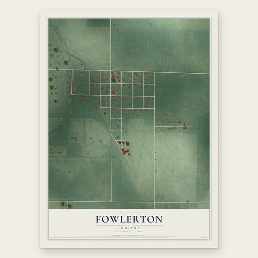 Fowlerton, Indiana map print, the full design