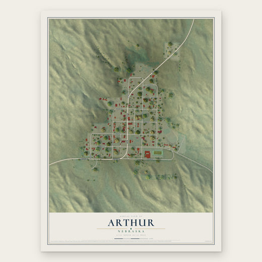 Arthur, Nebraska map print, the full design