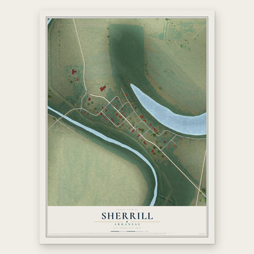 Sherrill, Arkansas map print, the full design