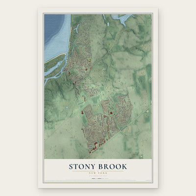 Stony Brook, New York map print, the full design