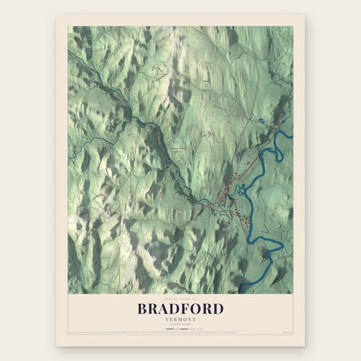 Bradford, Vermont map print, the full design