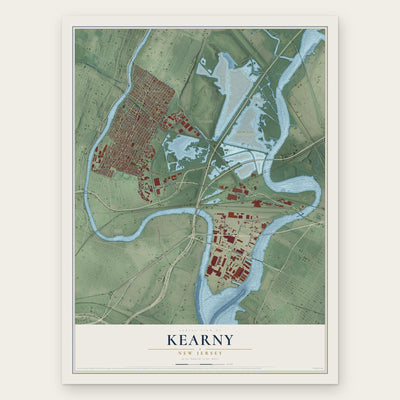 Kearny, New Jersey map print, the full design