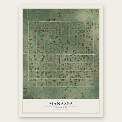 Manassa, Colorado map print, the full design