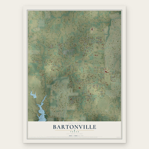 Bartonville, Texas map print, the full design