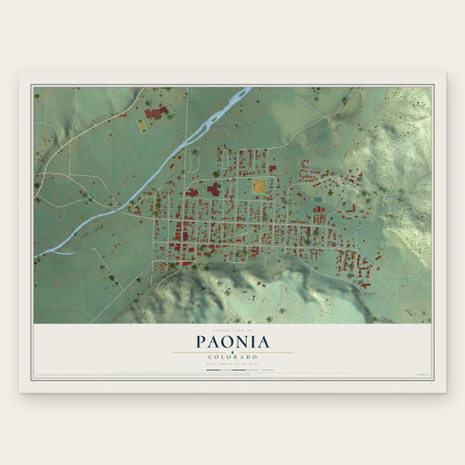 Paonia, Colorado map print, the full design