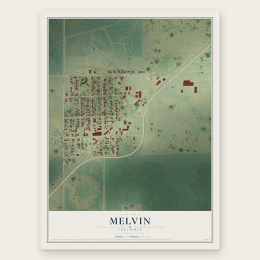 Melvin, Illinois map print, the full design