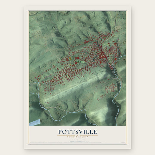 Pottsville, Pennsylvania map print, the full design