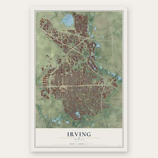 Irving, Texas map print, the full design