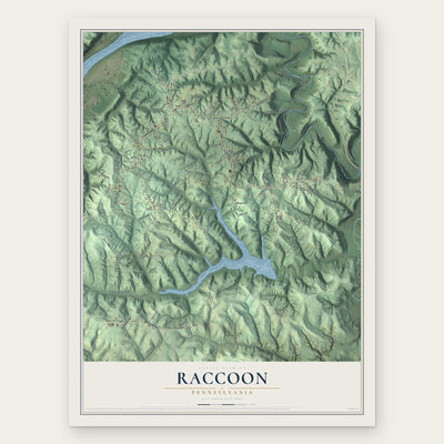 Raccoon, Pennsylvania map print, the full design