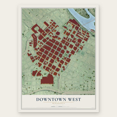 Downtown West, Minnesota map print, the full design