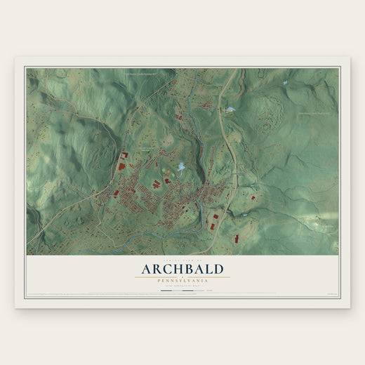 Archbald, Pennsylvania map print, the full design