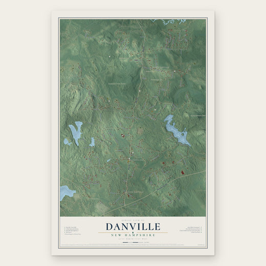 Danville, New Hampshire map print, the full design