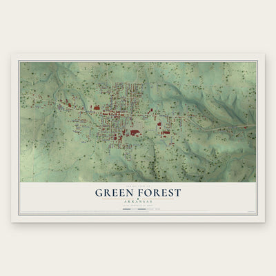 Green Forest, Arkansas map print, the full design