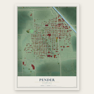 Pender, Nebraska map print, the full design
