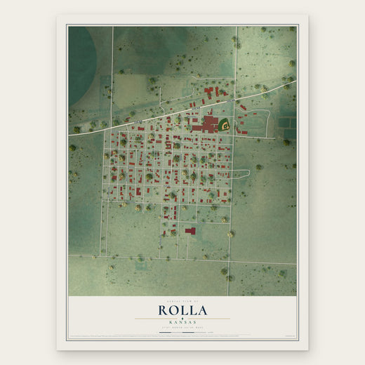 Rolla, Kansas map print, the full design